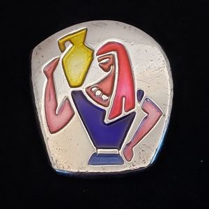 Vintage Sterling Silver Enameled Pin